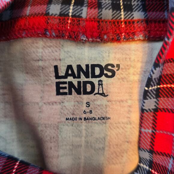 Lands End Mock Neck Shirt Womens S Red Blue Plaid Festive Season Winter Wardrobe - Picture 4 of 7